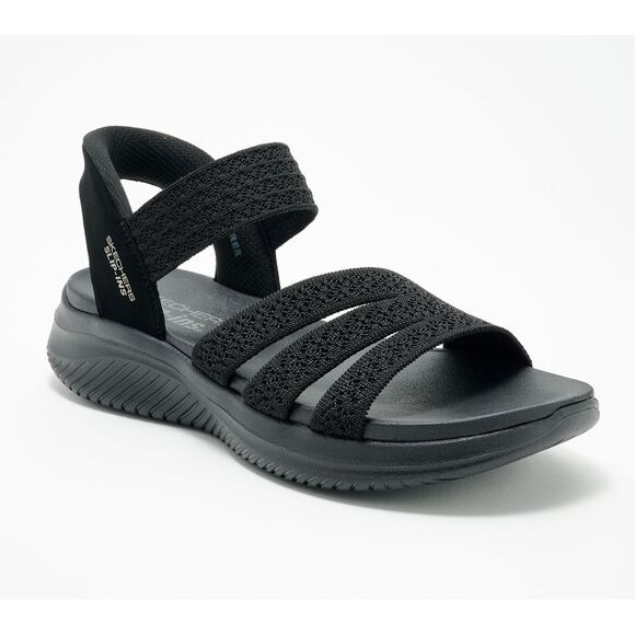 Skechers Women's Sz 11 Slip-ins Washable Knit Ultra Flex . Sandals Black A687169 - Picture 1 of 4